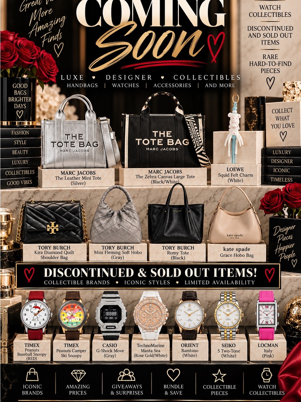 🔥 COMING SOON | DESIGNER BAGS • WATCHES • BAG CHARMS • RARE FINDS ✨